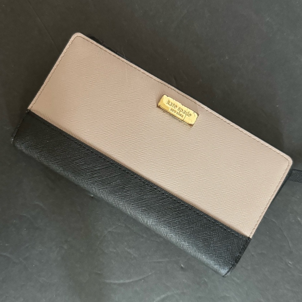 Kate Spade check wallet tan and black
